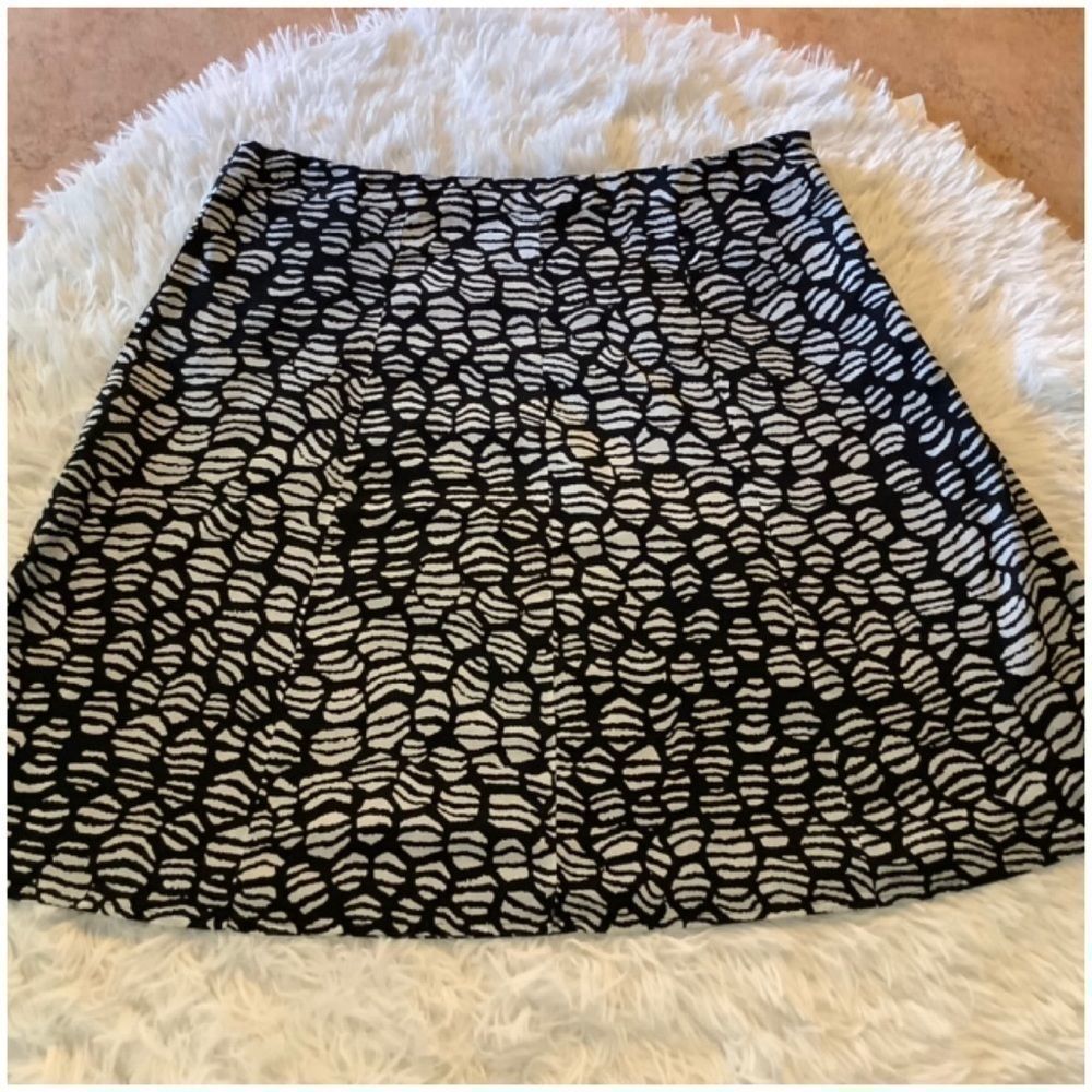 loft black white a-line skirt 0 petite 0P
